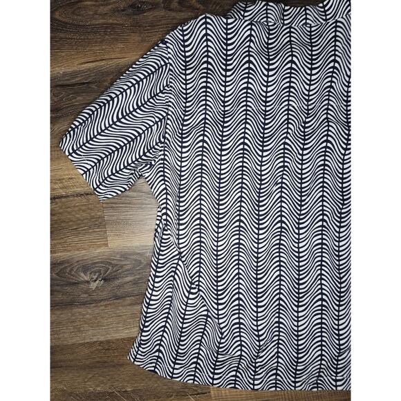 Vintage 90s Guess Jeans USA Men’s Button Up Shirt XL Black White Wavy Stripe Mad - Picture 12 of 16